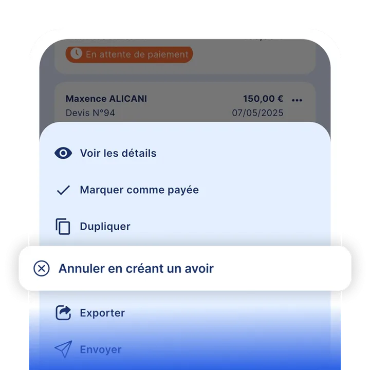 Annulation des factures d’acompte