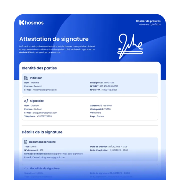 Attestations de signature électronique