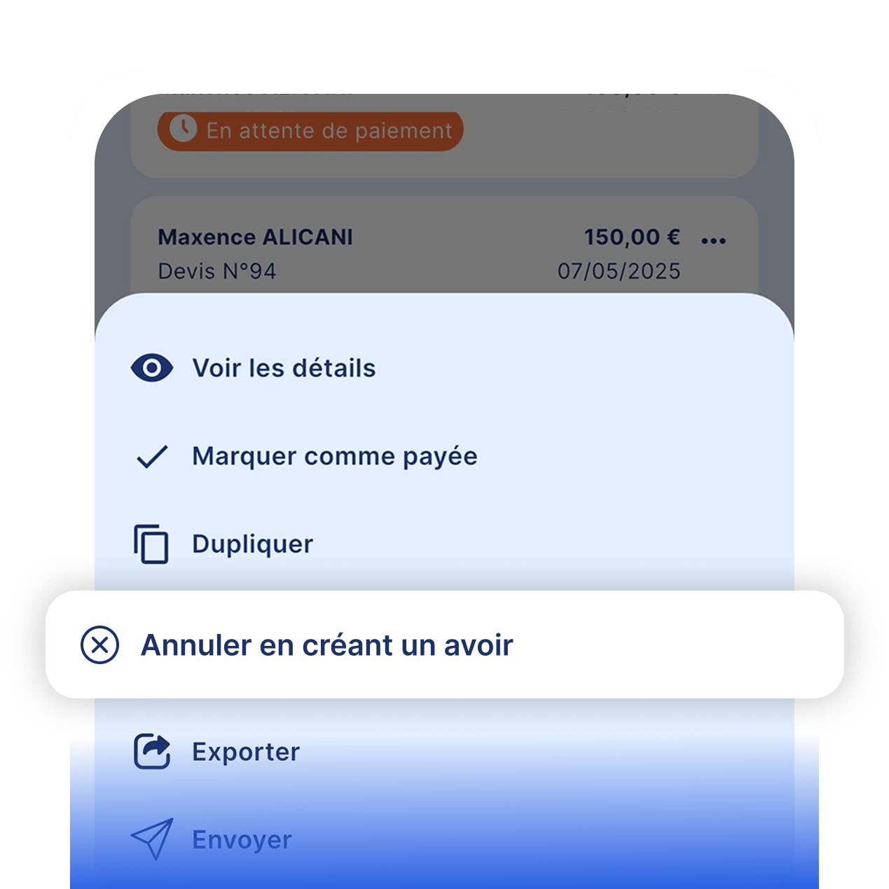 Annulation d'acomptes