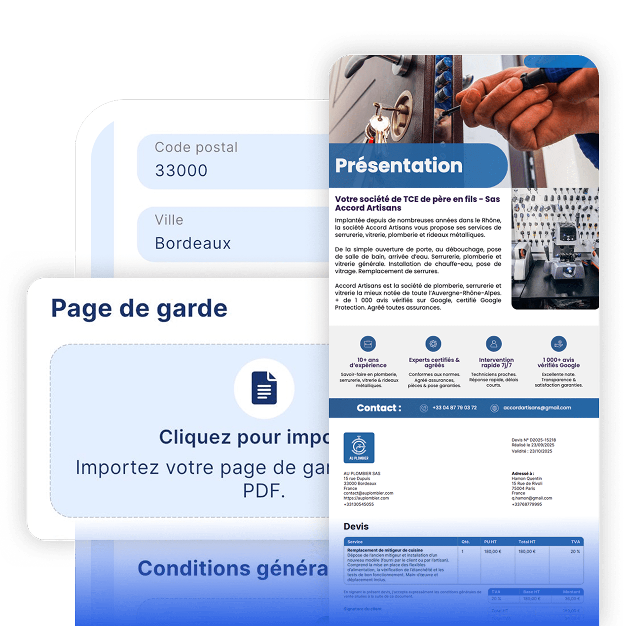 Page de garde des devis